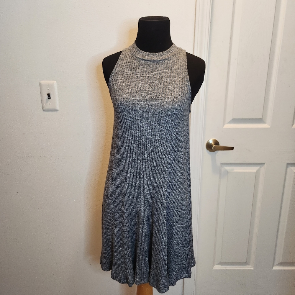 Hollister Tank Top Sleeveless Ribbed A Line Knit XSmall Gray / Grey Dress